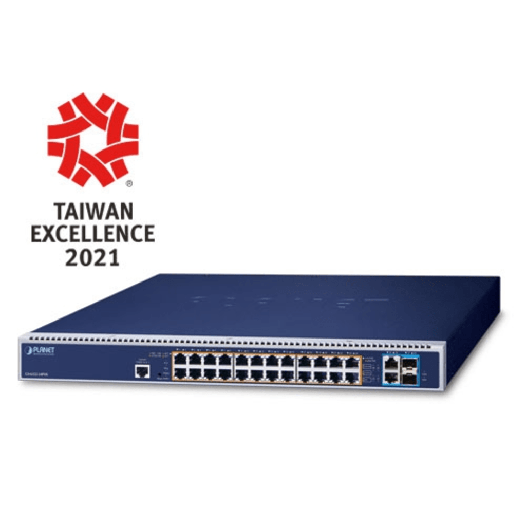 Switch admistrable Capa 3, 24 Puertos 10/100/1000T 802.3bt PoE +, 2 Puertos 10GBASE-T +, 2 Puertos 10G SFP+, Dos Ranuras Para Fuente de Alimentación Modular