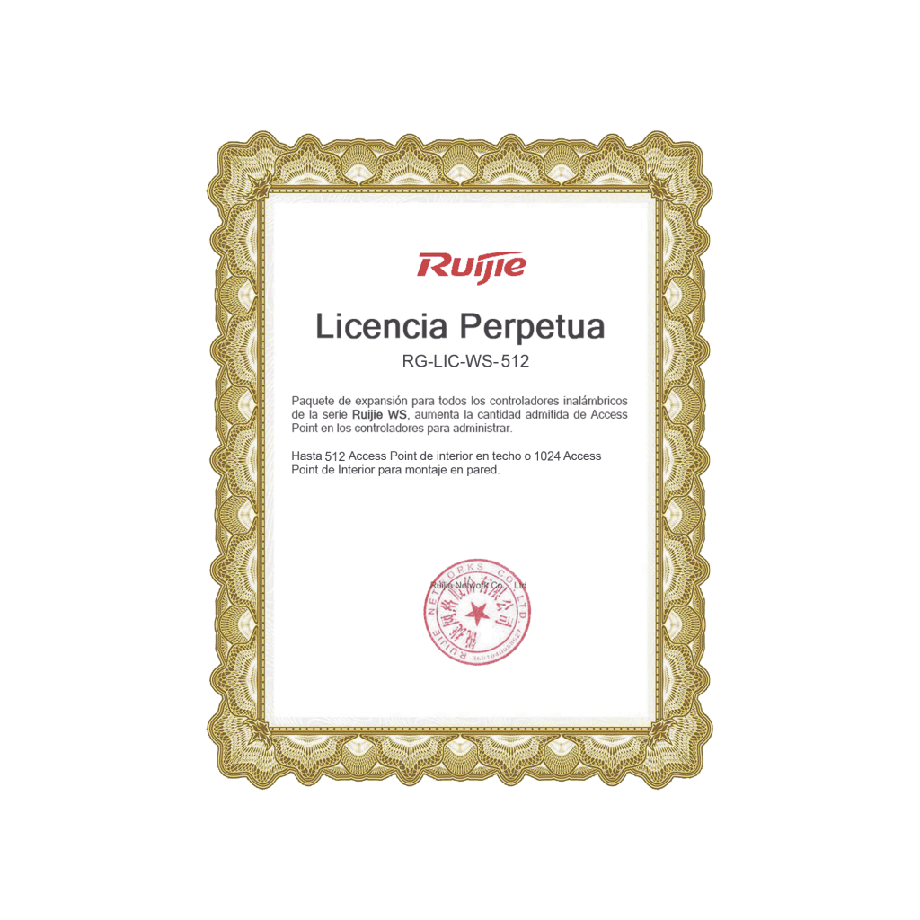Paquete de expansión para controladores inalámbricos serie Ruijie WS hasta 512 APs interior en techo o 1024 APs interior montaje en pared.