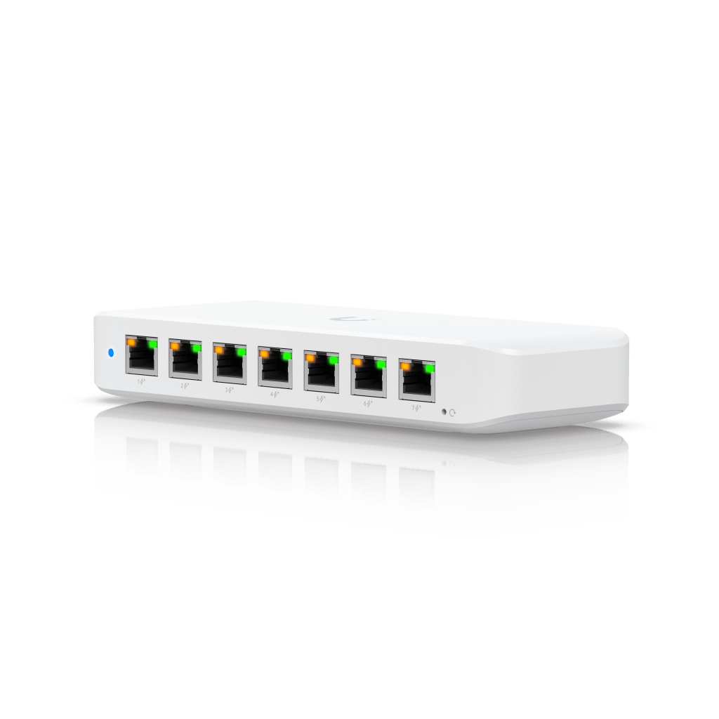 USW Ultra Switch de 8 Puertos GbE (7 Puertos PoE+ y 1 Puerto Entrada PoE++) con Opciones de Montaje Versátiles