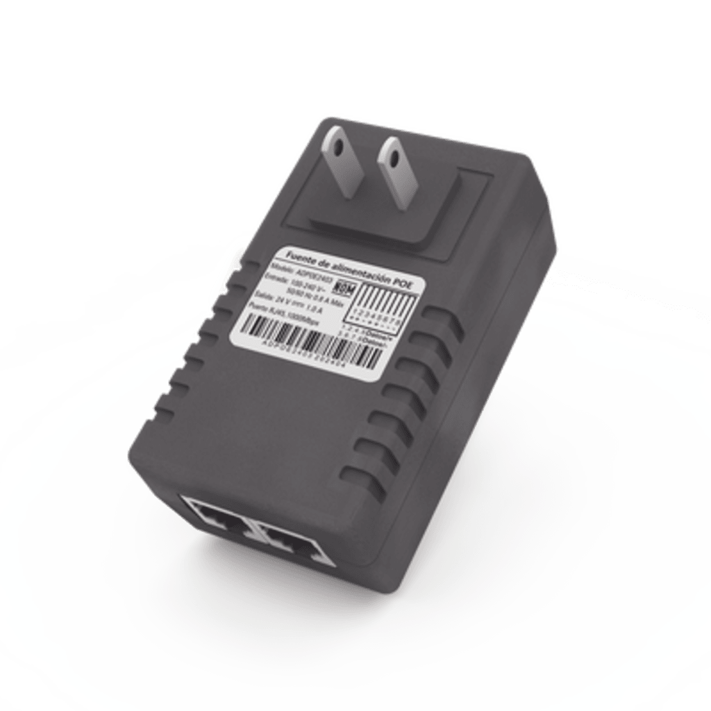 Adaptador de pared / Inyector PoE / 48 Vcc / 0.5 A / Controlado por chip IC / Protección contra OV, OC, SC, UV/  Fácil de instalar