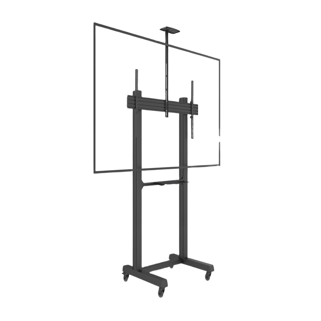 Montaje de Piso Móvil para Pantallas de  65 in a 100 in | vesa 100 x 100 hasta 1000 x 600 | carga maxima soportada 120kg| Fabricado en aluminio y acero
