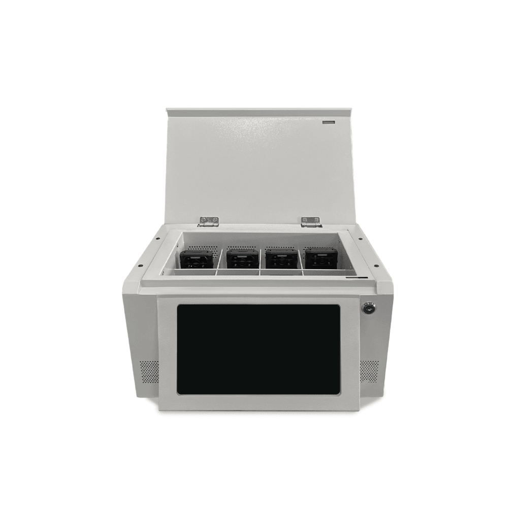 Estación de Descarga para Cámaras Corporales | 8 Canales de Conexión | Descarga Simultanea | Pantalla Táctil | Almacenamiento Hasta 12TB | Carga y Copia de Seguridad Automática | Compatible con Body Cam XMR-R3.