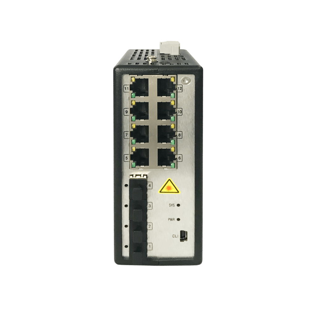 Switch Gigabit PoE+ / Industrial / Administrable / 8 Puertos Gigabit PoE+ (30 W) / 4 Puertos SFP / 250 W Total / 48 a 57 VCD / Ideal para Proyectos