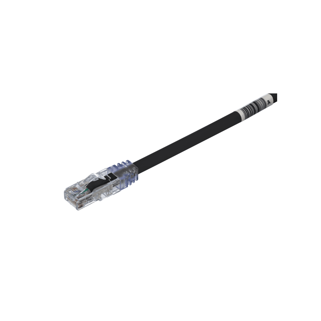 Cable de Parcheo UTP, Cat6A, 24 AWG, CM, Color Negro, 0.3 Metros (1 Pie)