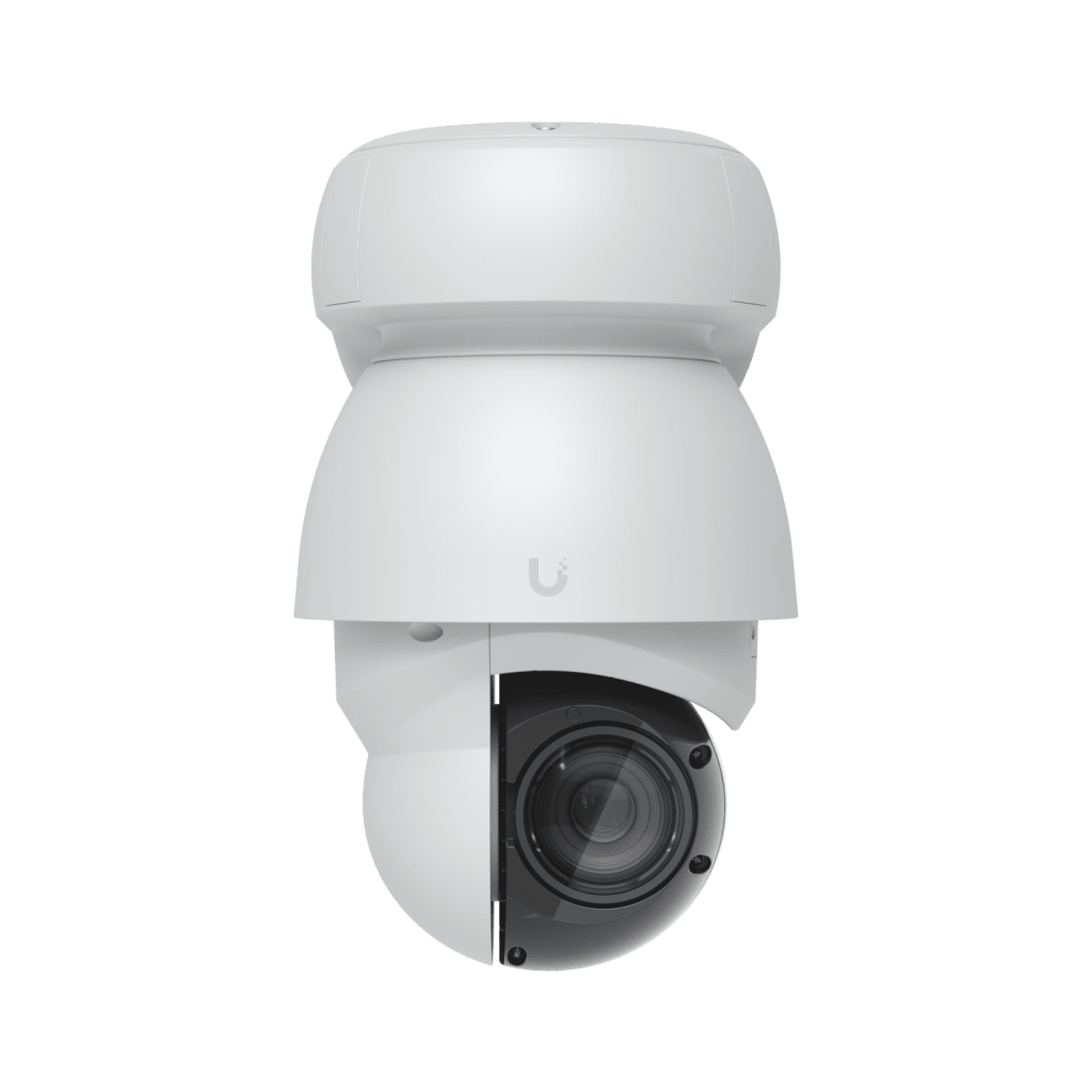 Cámara UniFi Protect PTZ AI Industrial Color Blanco, 4K (8MPX), Zoom Óptico 22x, Visión Nocturna IR 100 m, Reconocimiento Facial y Placas, Protección IP66, Movimiento 360°, PoE++