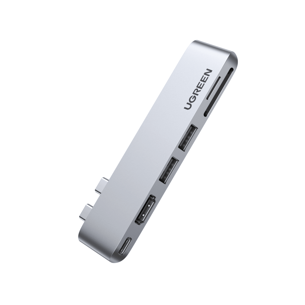 Hub USB-C 6 en 1 / 2xUSB-A 3.0 (5Gbps) / HDMI 4K@30Hz / Puerto PD 100W / Lector SD+MicroSD / Aluminio / Compatible Thunderbolt 3 / Compacto 110x29x8.5mm