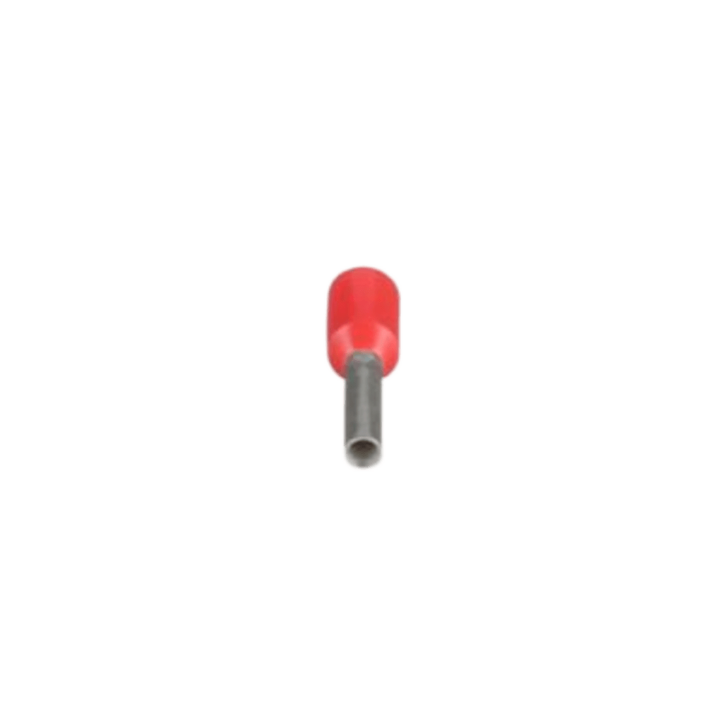Ferrule Aislado PAN-TERM para Cable 8 AWG, Largo 12mm, DIN Color Rojo. Paquete 100 Piezas