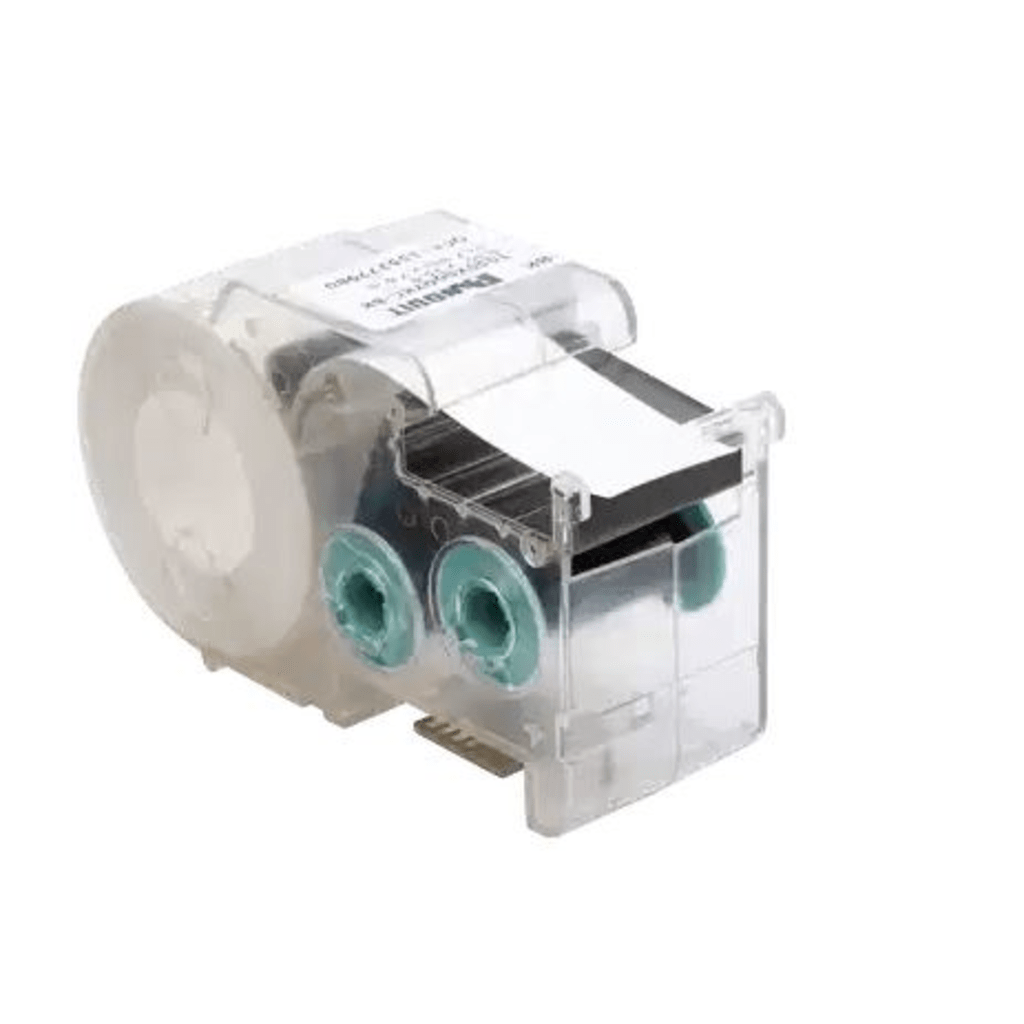 Casete de Etiquetas de Poliolefina, Cinta Continua, Color Negro Sobre Blanco, 9.65 mm x 7.6 Metros (24.93 Pies)