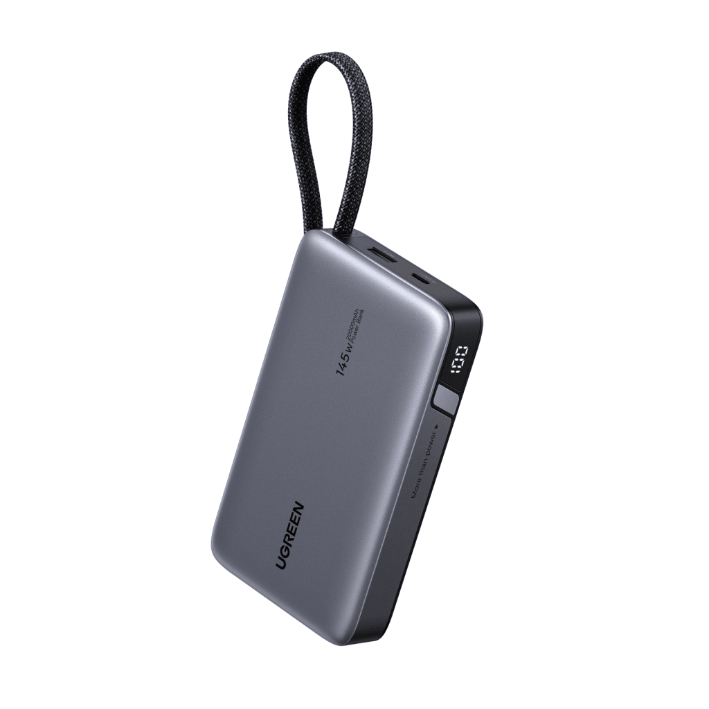 Power Bank 20000mAh con Cable Integrado / Carga Rápida 100W / USB-C PD 3.0 / 4 Celdas Li-ion / 72Wh / Carga Múltiple 145W / Compacto 139x80x27mm