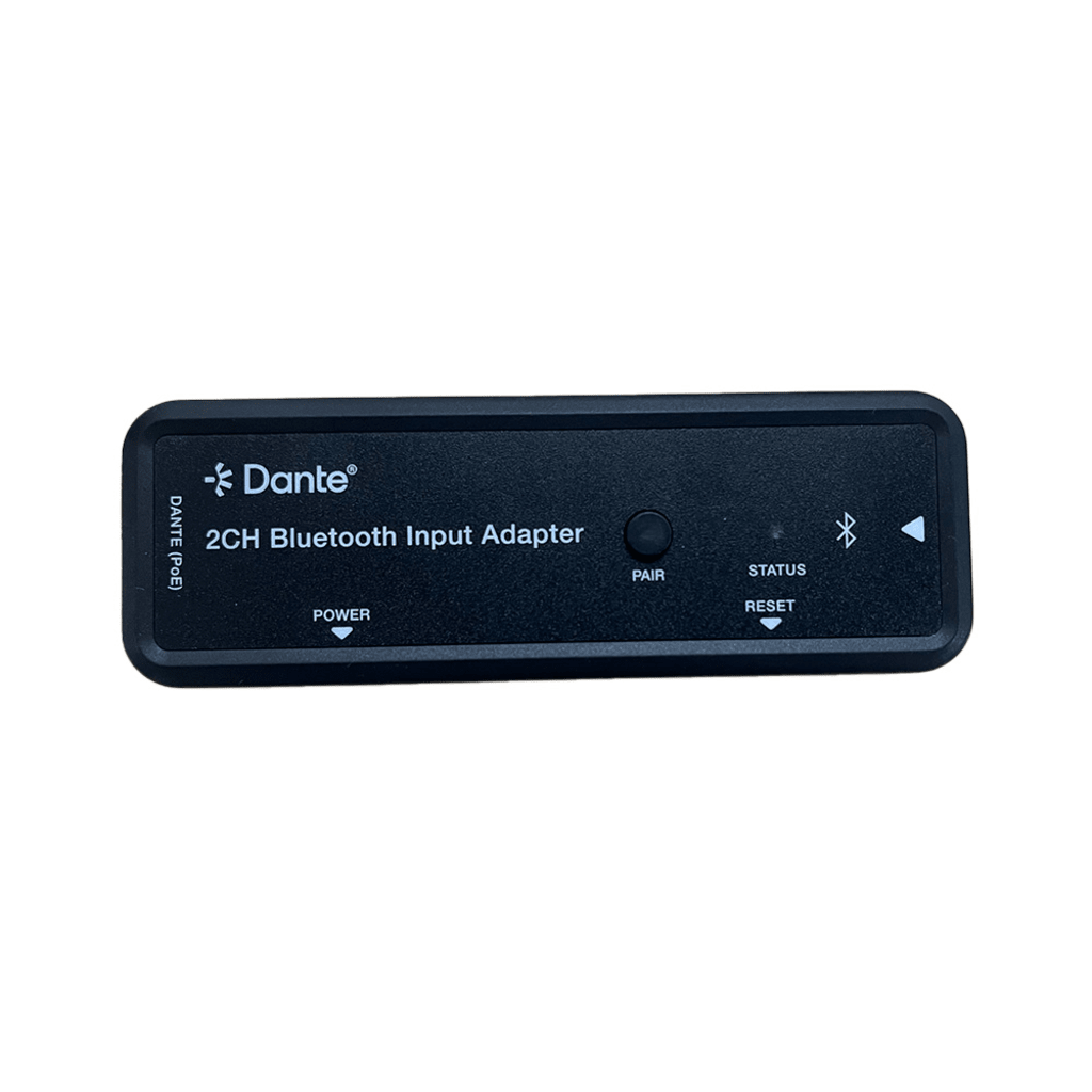 Extensor de Audio Dante® 2CH Bluetooth Input Adapter | Entrada Bluetooth 2 Canales | Salida Dante® Digital | Latencia Configurable 1-5 ms | Compatible HDMI 1.4 | HDCP 1.4 | PoE IEEE802.3af | Distancia de Transmisión 100 m