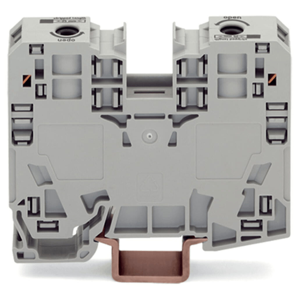 Borna de Paso, 35 mm², POWER CAGE CLAMP, 125 A, 1000 V, Montaje Carril DIN 35x15, Gris, Para Conductores 6-35 mm², Conectores Laterales, Marcaje Lateral