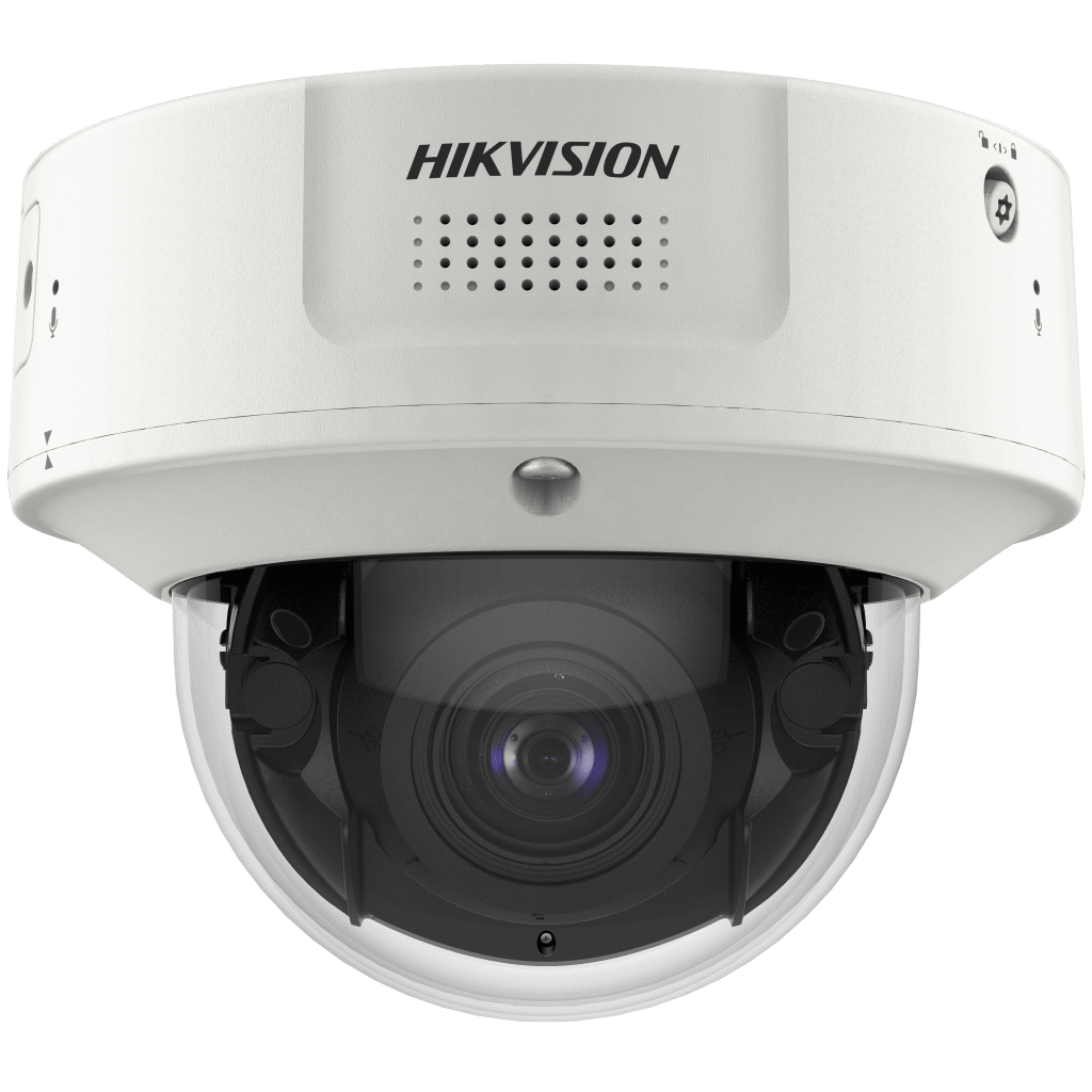 Domo IP 8 Megapixel / Lente Mot. 2.8 a 12 mm /  DARKFIGHTER / WDR 120 dB / IK10 / 30 mts IR / Conteo Facial / Detección Facial / Interior / PoE / Búsqueda por Atributos / Micrófono Integrado / Micro SD
