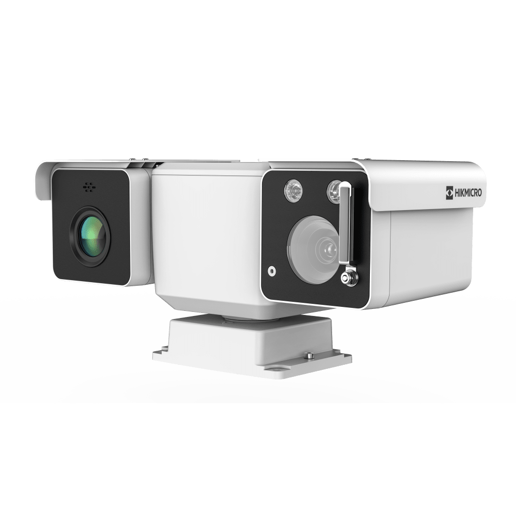 Mini Punta de Poste IP Dual / Térmica 25 mm (384 X 288) + Óptico 32X (4 Megapixel) / 800 mts IR / IP66 / Detección de Temperatura / microSD