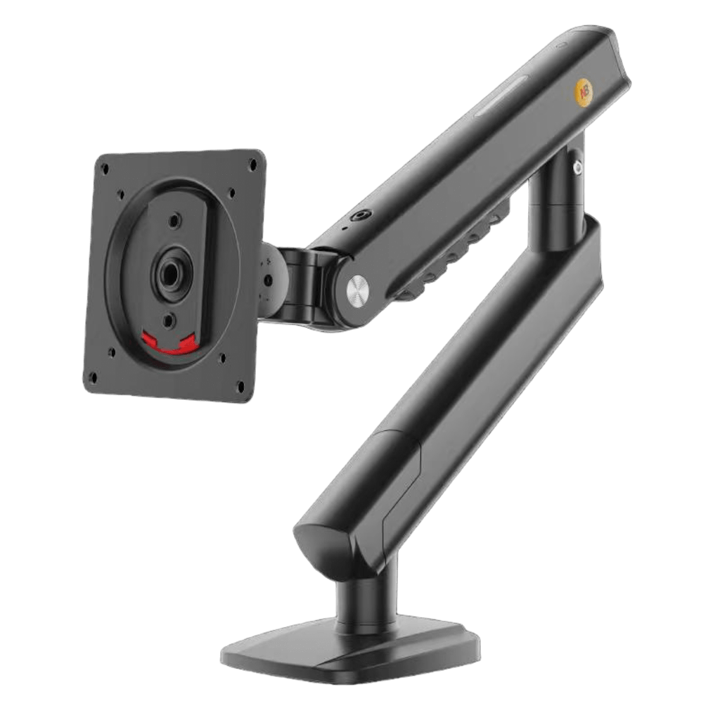 Brazo Ergonómico para Monitor / Soporte 17"-32" / Carga 2-7 kg / Ajuste de Tensión / Rotación ±90° / Instalación Abrazadera o Pasacables