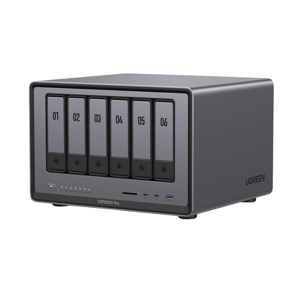 NAS UGREEN NASync DXP6800 Pro / Intel Core i5-1215U 10 Núcleos / 6 Bahías SATA + 2 M.2 NVMe / 2 Puertos Thunderbolt 4 / 2 Puertos 10GbE / 8K HDMI / PCIe 4.0 x4 / DDR5 Hasta 64GB / Compatibilidad Multiplataforma