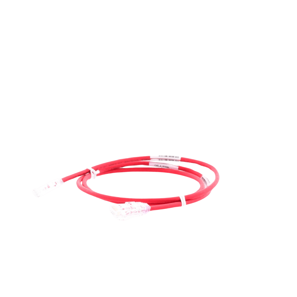Cable de Parcheo TX6, UTP Cat6, Di?metro Reducido (28AWG), Color Rojo, 0.61 Metros (2 Pies)