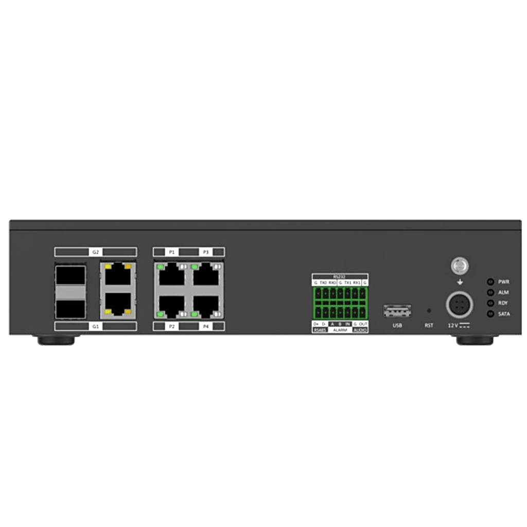 Terminal Server para Tráfico Inteligente / 8 Canales Hasta 20MP / 8TB HDD / 4 Puertos Ethernet 100M + 2 Puertos Gigabit / Exterior IP67 / Protocolos H.264-H.265 / Gestión de Tráfico y Video