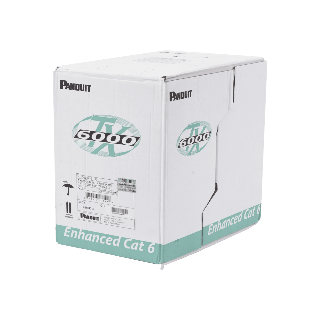 Bobina de Cable UTP 305 Metros (1000 Pies) de Cobre, TX6000? PanNet, Reelex, Gris Internacional, Categoría 6 Mejorado (23 AWG), PVC (CM), de 4 Pares