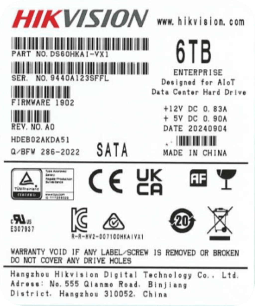 Disco Duro Enterprise para Videovigilancia 6TB / 7200 RPM / SATA 6 Gb/s / Caché 256 MB / Operación 24x7 / Carga de Trabajo 550 TB por Año /