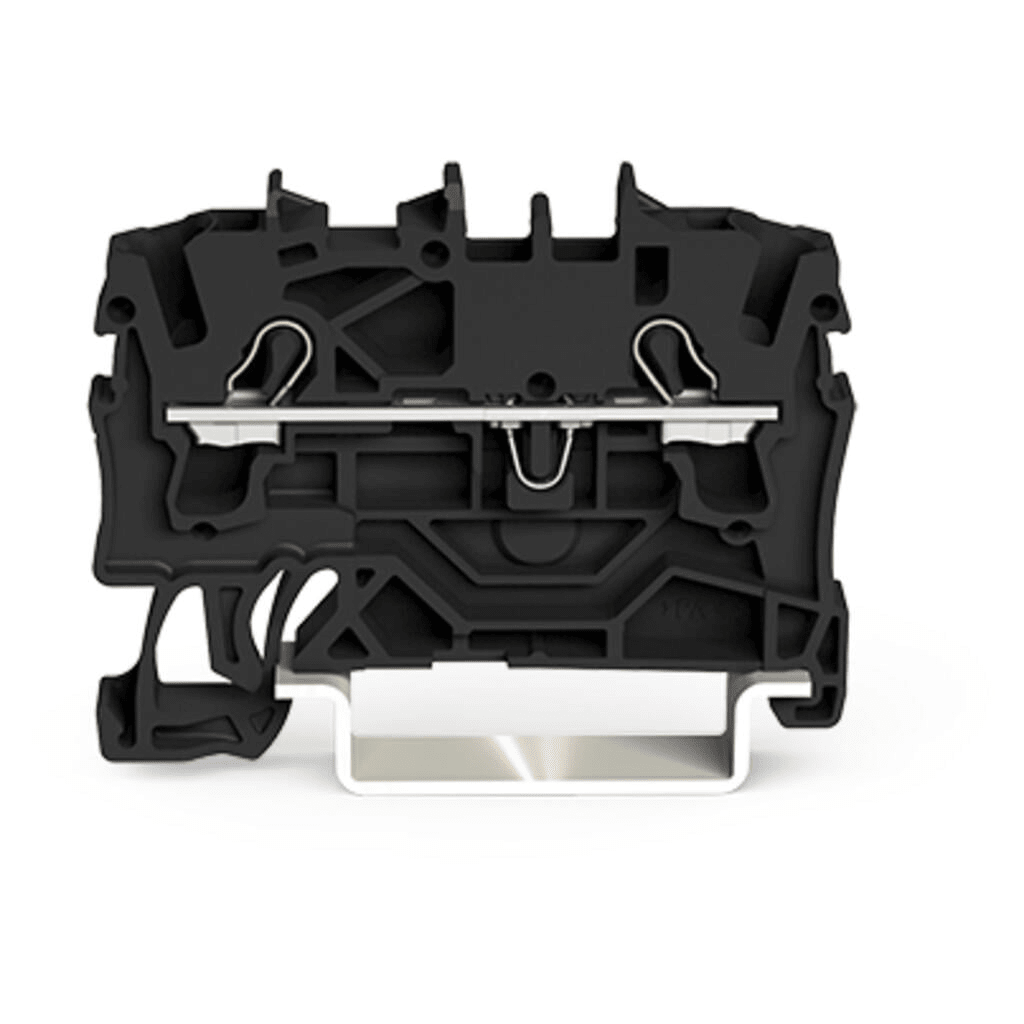 Borna de Paso Serie 2002 / 2 Conductores / Sección 2.5 mm² / Tecnología Push-in CAGE CLAMP® / Aplicaciones Ex e II / Montaje Carril DIN 35x15 y 35x7.5 / Negro / Certificaciones ATEX IECEx UL CSA