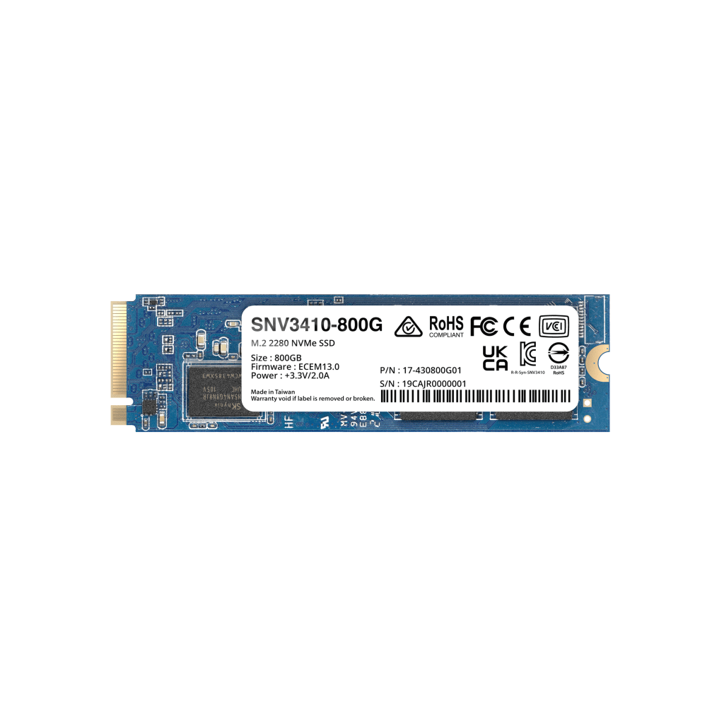 SSD NVMe M.2 SNV3410/3510 | SSD 800GB | Alto Rendimiento 400000 IOPS Lectura | Resistencia Empresarial 1022 TBW | Protección de Datos Integral | Análisis de Vida Útil | Diseñada para Sistemas Synology.