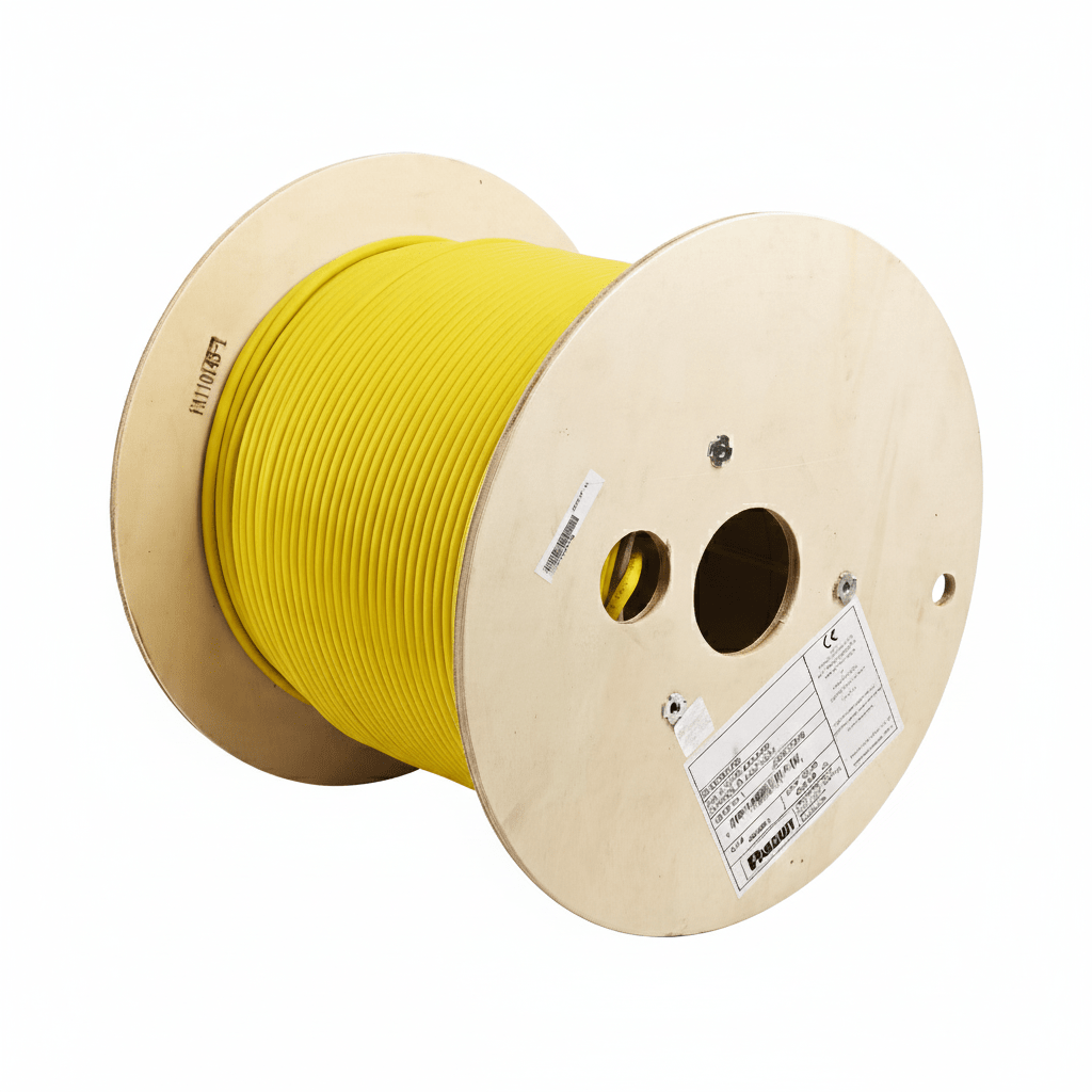 Bobina de Cable Blindado F/UTP de 4 Pares, Cat6A, Soporte de Aplicaciones 10GBase-T, LSZH (Libre de Gases T?xicos), Color Amarillo, 305 Metros (1000 Pies)