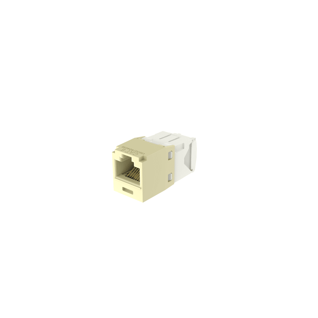 Conector Jack RJ45 Estilo TG, Mini-Com, Categor?a 6, de 8 Posiciones y 8 Cables, Color Marfil
