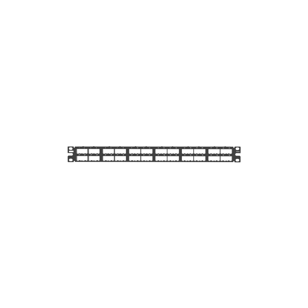 Panel de Parcheo Modular Mini-Com (Sin Conectores), Plano, Blindado, Alta Densidad, de 48 Puertos, 1UR