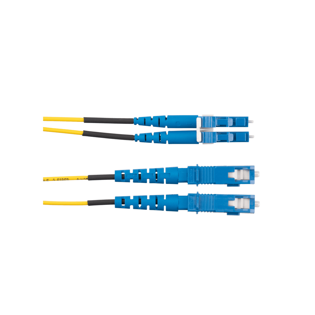 Jumper de Fibra Optica Monomodo 9/125 OS2, LC-SC Duplex, OFNR (Riser), Color Amarillo, 50 Metros