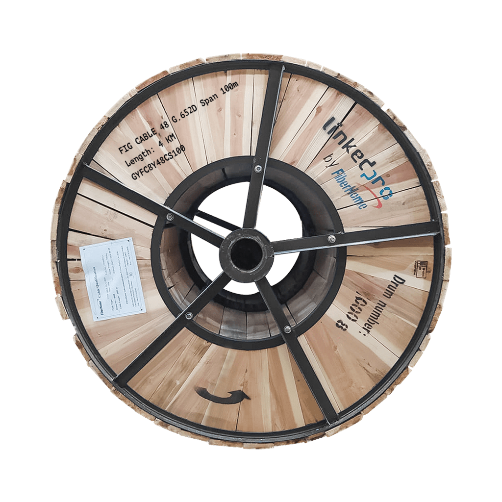 Carrete de 4 km de Fibra ?ptica A?rea Figura 8 G.652D, Monomodo de 48 Hilos, Exterior, Span 100, Loose Tube