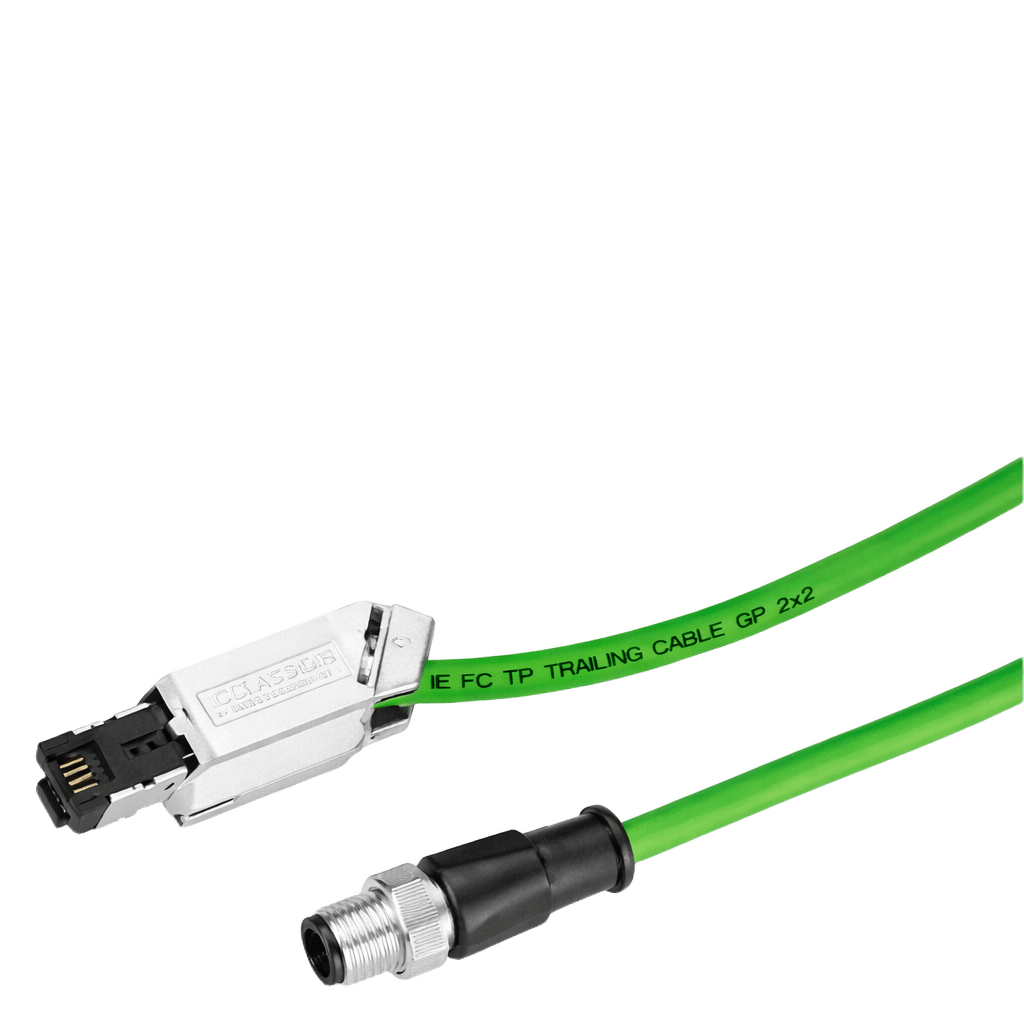 Cable de Conexión Industrial Ethernet / M12-180 D-Coded / IE FC RJ45-145 / 4-Core / 2 m (6.6 ft) / PoE+ / Cat5e / PVC / Cadena de Arrastre
