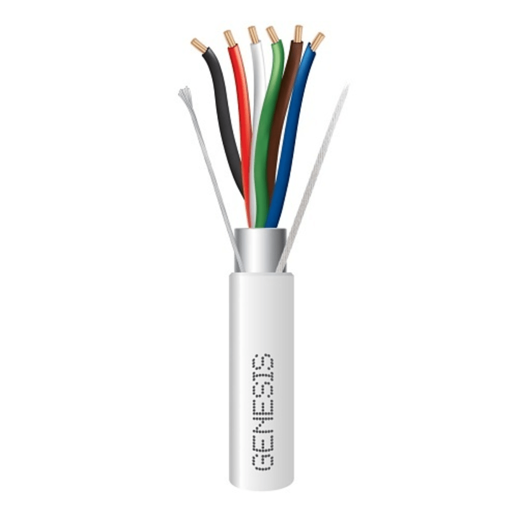 Bobina de 305 Metros (1000 Pies) de Cable / 6 x 22 AWG Blindado / Riser / Color Blanco / Para Aplicaciones de Audio, Seguridad y Control