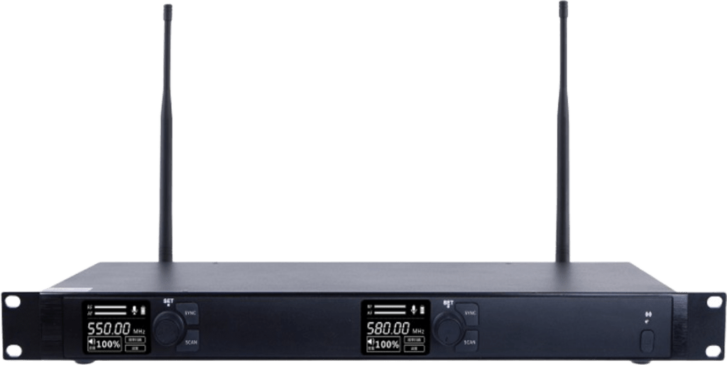 Receptor Inalámbrico Dual Canal Digital U-Band | 4 Bandas de Frecuencia (470-830 MHz) | Transmisión Digital pi/4-DQPSK | Pantalla TFT-LCD 2.2" | Anti-Interferencia con ID Code Pilot | Salidas Balanceadas y Desbalanceadas | Ecualizacion