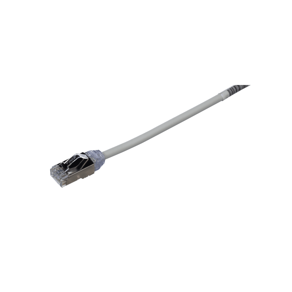 Patch Cord Cat6A, Diametro Reducido 28 AWG, Blindado S/FTP, CM/LS0H, 5 Metros (16.40 Pies), Color Gris