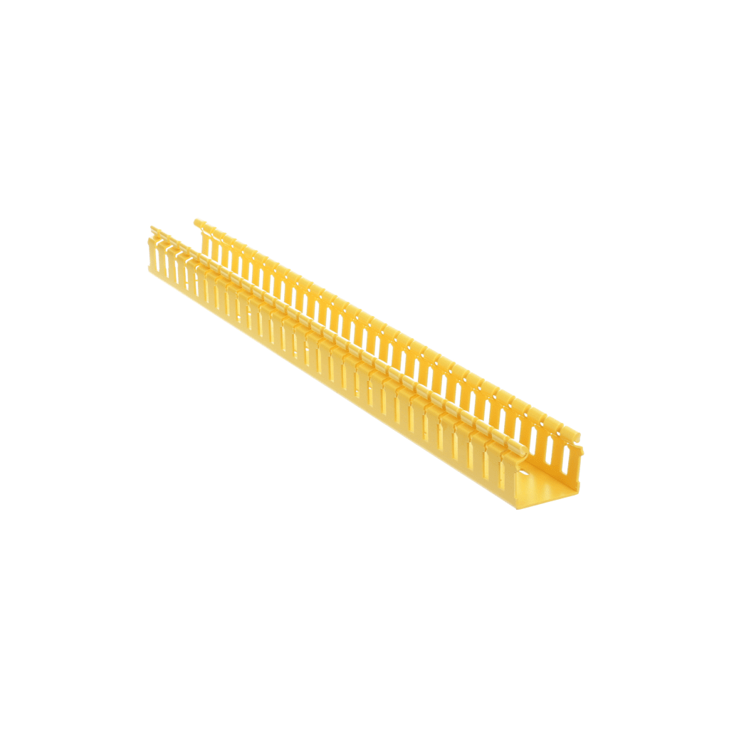 Canaleta Ranurada de PVC sin Tapa, Tipo H (Tapa Abisagrada), 2 in de Ancho, 2 in de Alto y 3048 mm de Largo, Color Amarillo