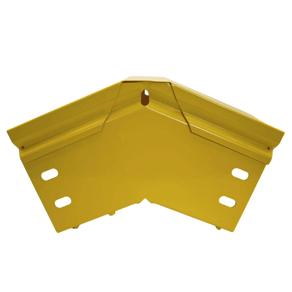 CHFIBER CURVA VERTICAL EXTERIOR A 45° DE ALUMINIO PERALTE 4" ANCHO 4" RADIO 8" CON RECUBRIMIENTO EN PINTURA EPÓXICA, INCLUYE TAPA , UN PAR DE COPLES Y TORNILLERÍA.