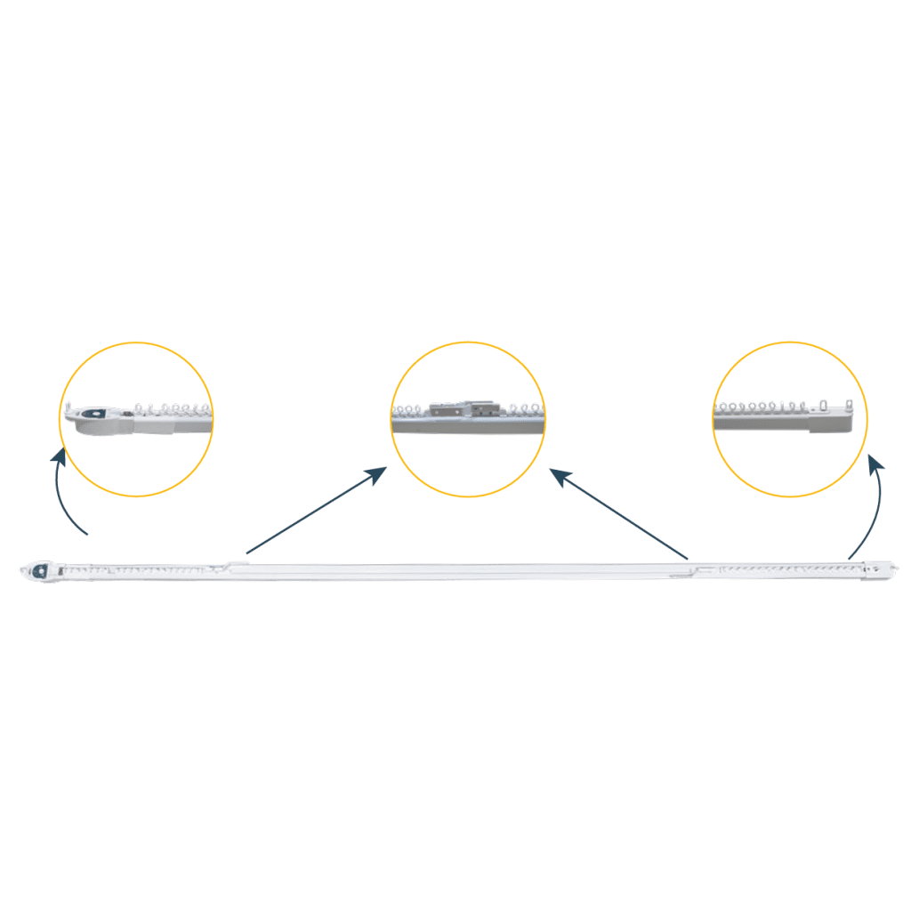 Riel Ajustable Cortinas Motorizadas / 2.3-4 m Ajustable / 20 Kg Capacidad / Movelite WF + Elatio Compatible / Instalación Techo / DIY / Smart Home