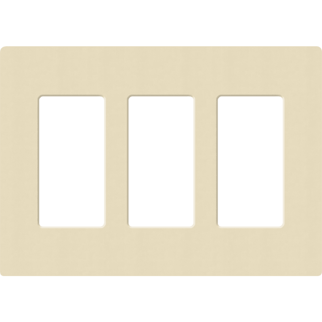 Placa de pared 3 espacios, para atenuador (dimmer), apagador ó control remoto inalámbrico LUTRON.