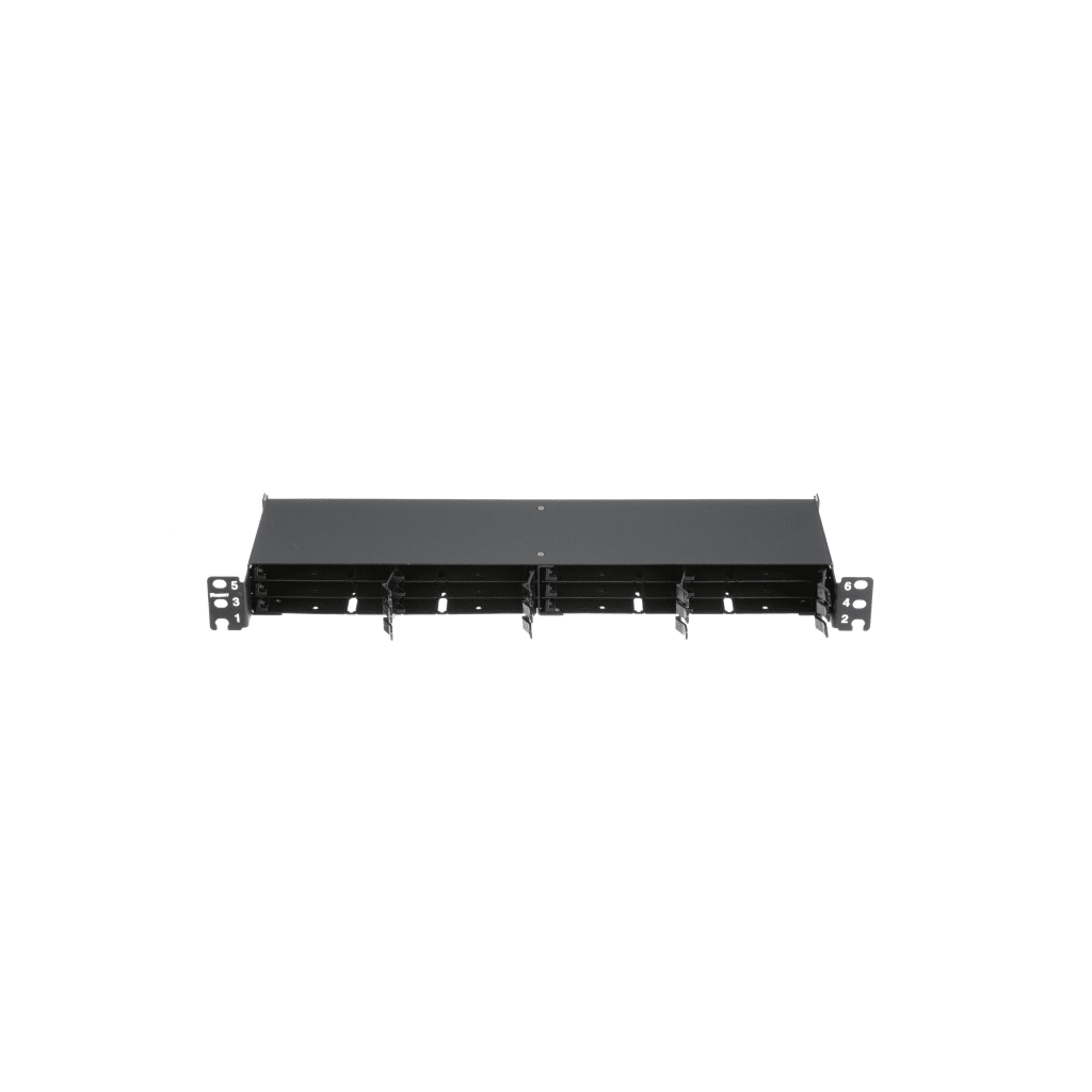 Panel de Distribuci?n de Fibra ?ptica, Acepta 12 Cassettes HD Flex en 6 Espacios, Hasta 144 Fibras, 1 UR