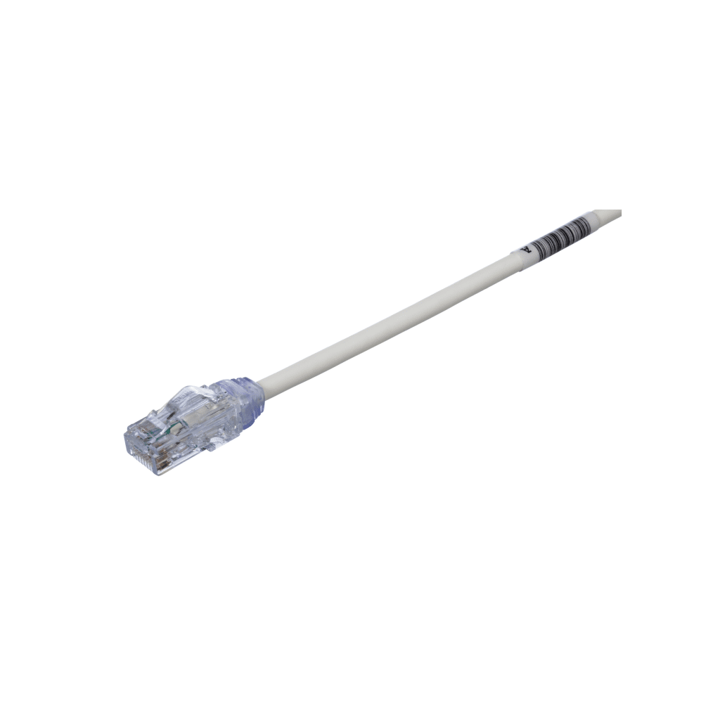 Cable de Parcheo UTP Cat6A, CM/LSZH, Di?metro Reducido (28AWG), Color Blanco, 0.5 Metros (1.64 Pies).