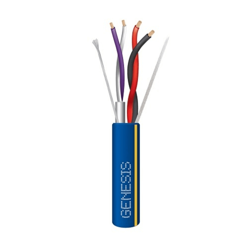 Bobina de 305 Metros (1000 Pies) / Cable 2 x 18 + 2 x 22 AWG / Color Azul con L?nea Amarilla / Par 22 AWG Blindado / para Aplicaciones de Control de Iluminaci?n